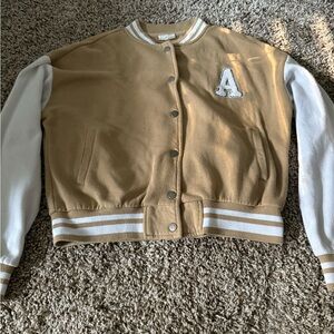 Reflex Tan and White Varsity Jacket
